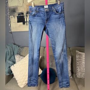Hudson Jeans Blue Button Fly Low Rise Skinny Jeans Size 25 ✨